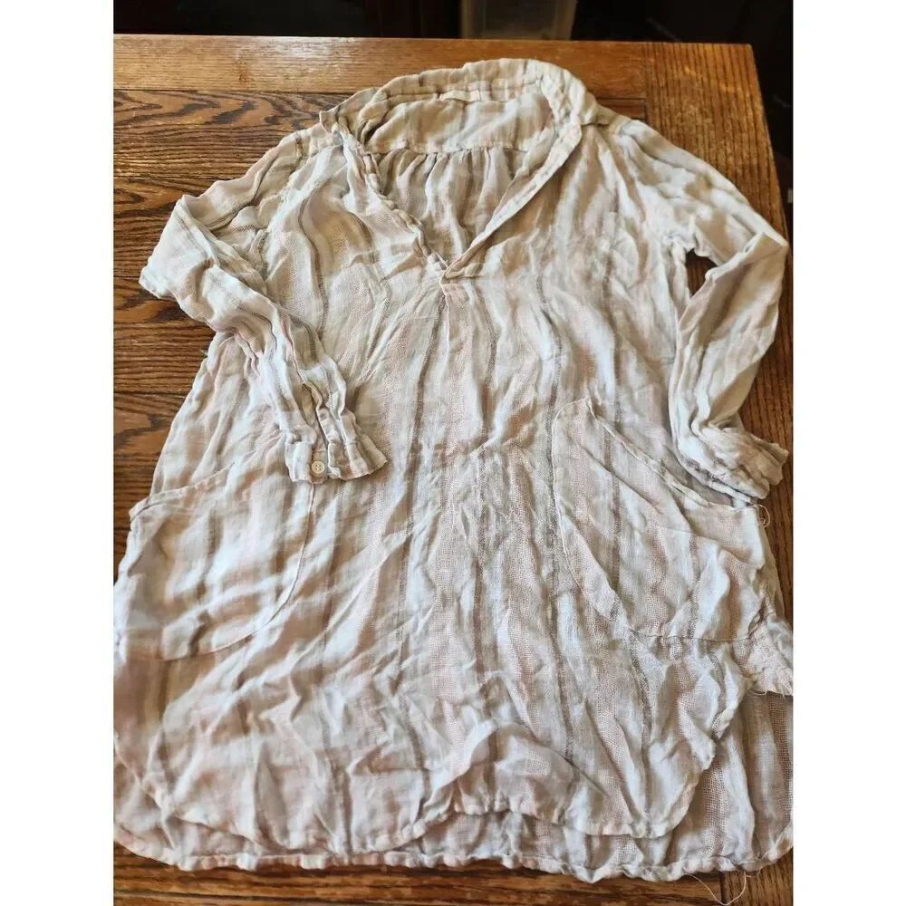 CP Shades teton linen peach pale plaid sz XS